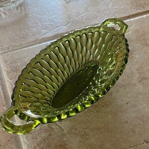 Indiana Glass Olive Green Oval Dish